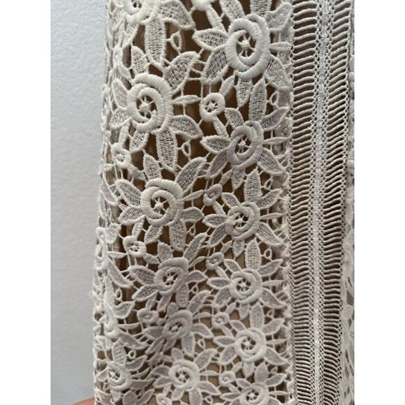 Unbranded Women’s Off White Floral Appliqué Dress Lace Bridal Shower Sheer READ - Picture 8 of 11